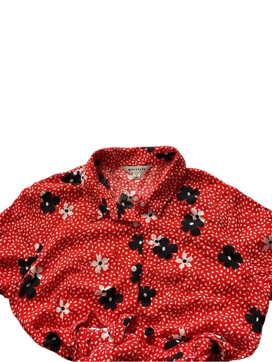 Whistles Confetti Floral Shirt Dress Red Orange Floral Long-Sleeve Midi Dress, 8 - Picture 6 of 14